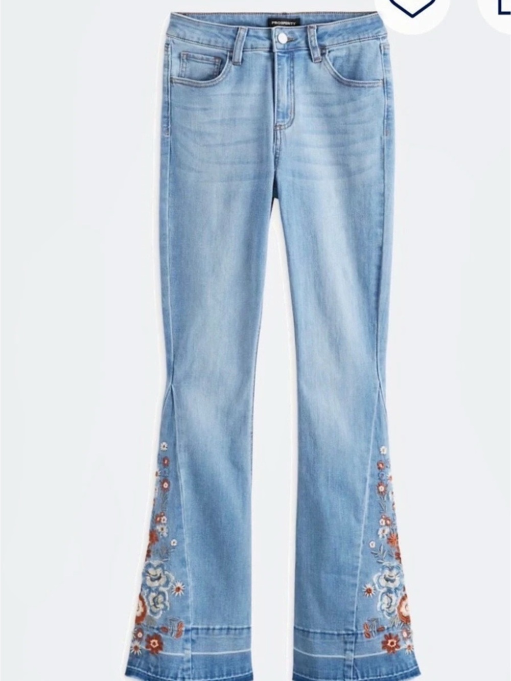 Prosperity Daisy Released Hem Embroidered Bootcut Floral Jean Size 16 Inseam 32
